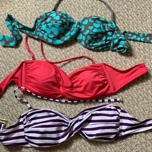 Bundle of 3 bandeau bikini tops